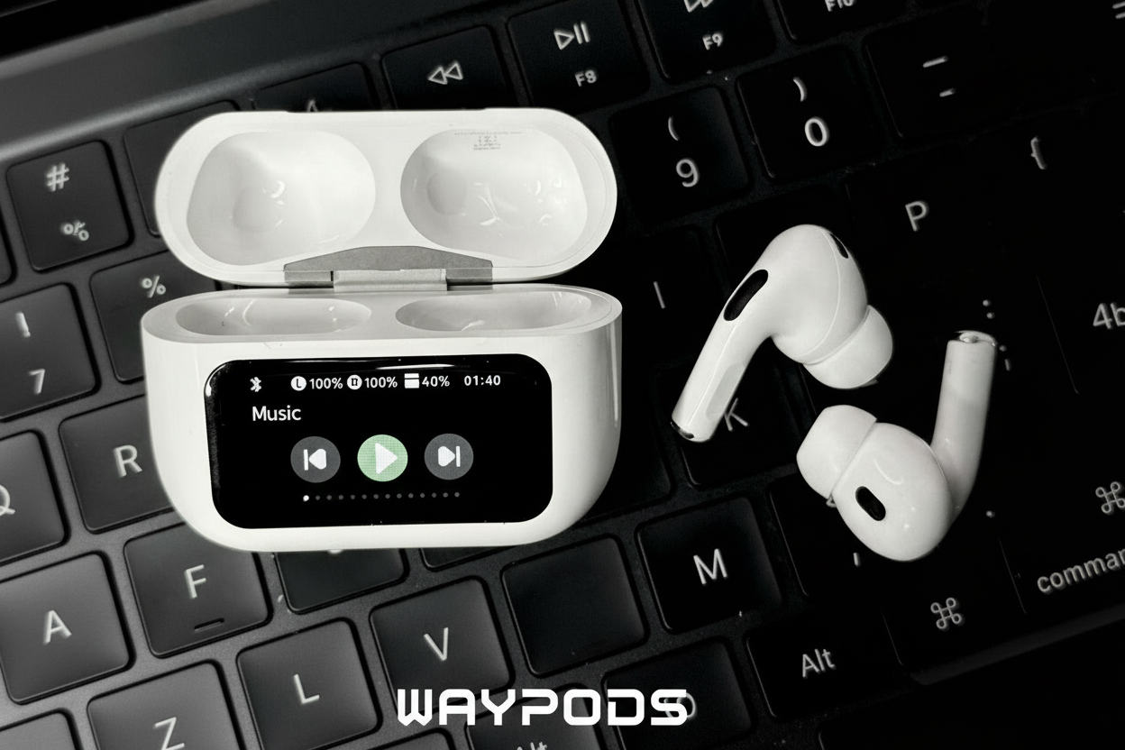 wayauraPods Screen 2 – Premium Wireless Earbuds with Touch Display, ANC, and GPS Tracking