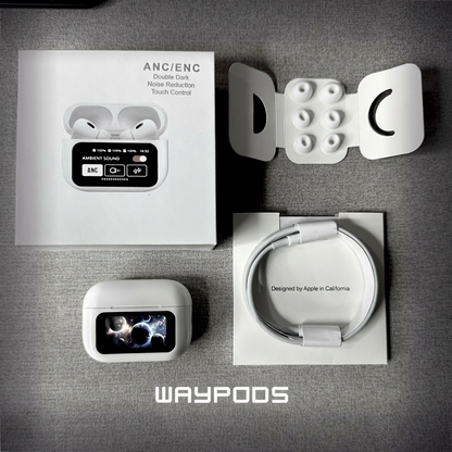 wayauraPods Screen 2 – Premium Wireless Earbuds with Touch Display, ANC, and GPS Tracking